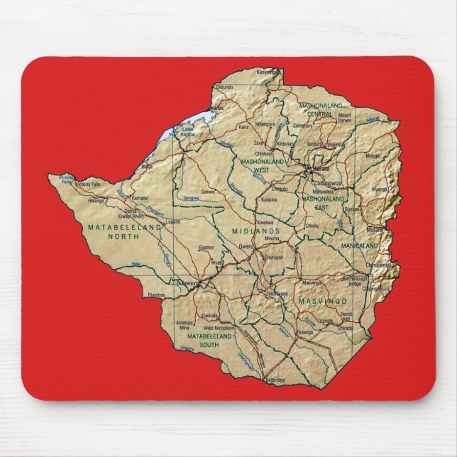 Simbabwe-Karte Mousepad (Vorne)
