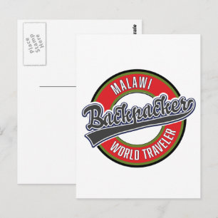 Simbabwe Rucksacktourist Welt Reisender Logo. Post Postkarte