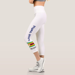 Simbabwe Simbabwische Flagge Schwarz Personalisier Capri Leggings