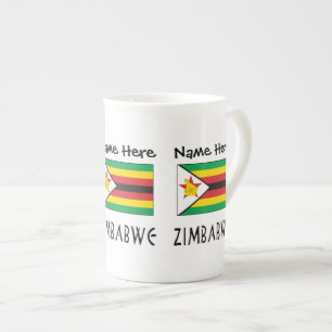 Simbabwe Simbabwische Flagge Schwarz Personalisier Prozellantasse