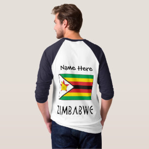 Simbabwe Simbabwische Flagge Schwarz Personalisier T-Shirt