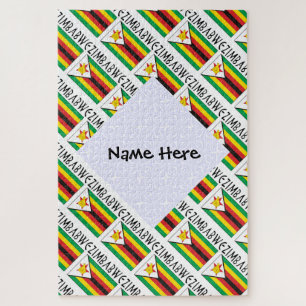 Simbabwe und die Flagge Simbabwes mit Ihrem Namen Puzzle