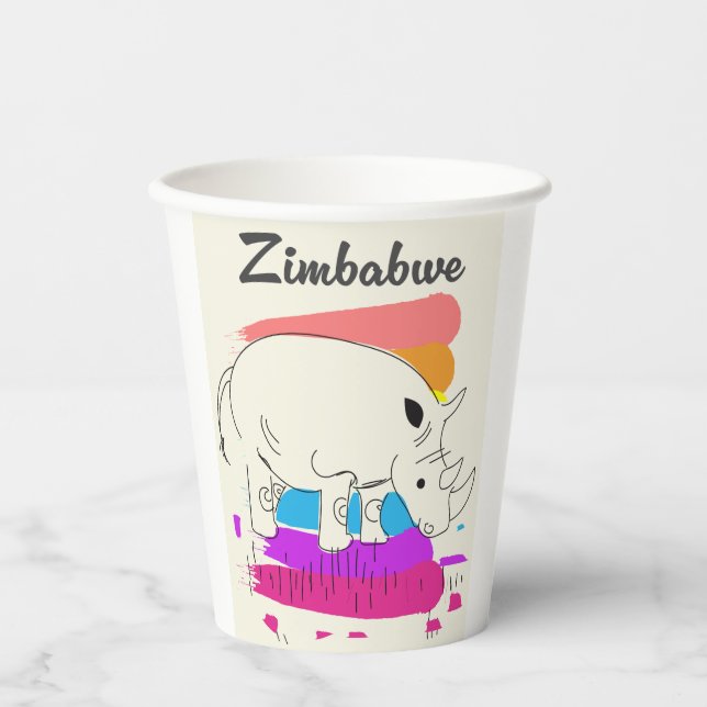 Simbabwes Retrologo Pappbecher (Vorderseite)