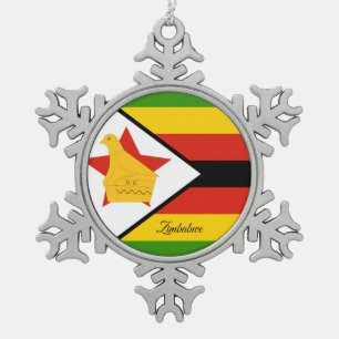 Simbabwes Schneeflocke, Flagge Simbabwes Schneeflocken Zinn-Ornament
