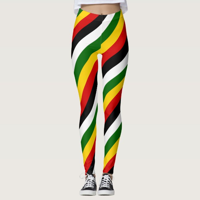 Simbabwische Farben für die Flagge Leggings (Vorderseite)