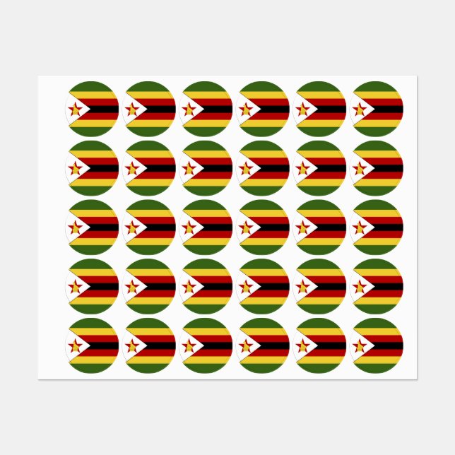 Simbabwische Flagge Etiketten (Blatt)