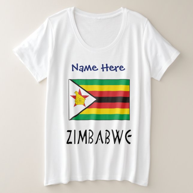 Simbabwische Flagge Personalisiert Große Größe T-Shirt (Design vorne)