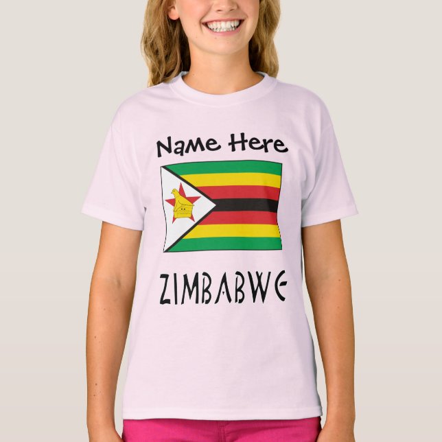 Simbabwische Flagge Personalisiert T-Shirt (Vorderseite)