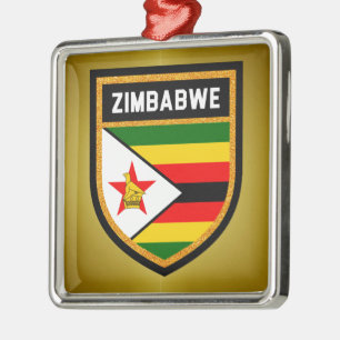 Simbabwische Flagge Silbernes Ornament