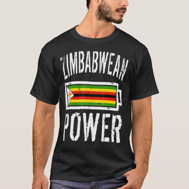 Simbabwische Flagge T - Shirt Simbabwischer Power  (Vorderseite)
