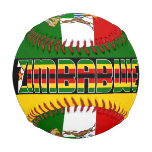 Simbabwische Flagge und Wappenschild Patriotisch Baseball