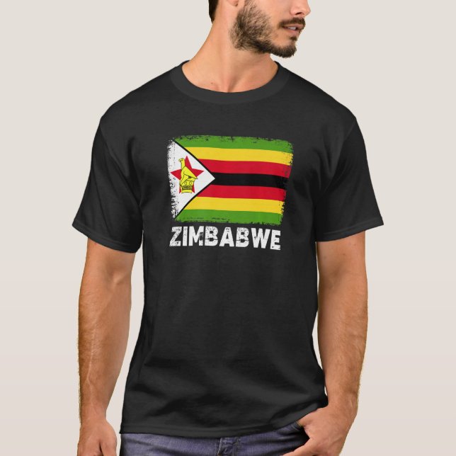 Simbabwische Flagge Unterstützung simbabwischer Me T-Shirt (Vorderseite)