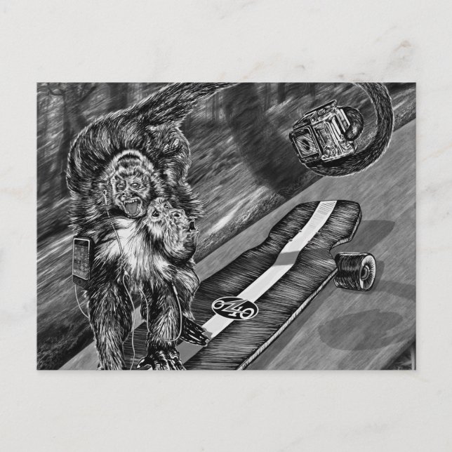 Simeon Skateboard Selfie Postkarte (Vorderseite)