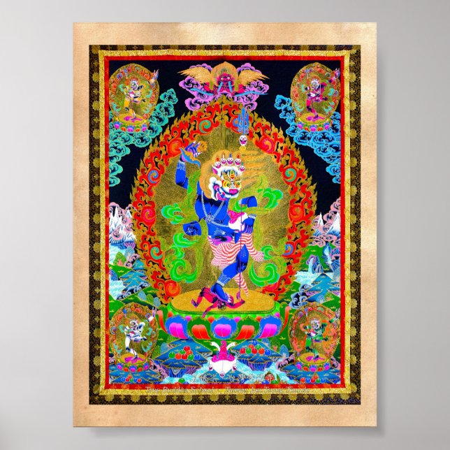 Simhavaktra Dakini, coole Thangka Poster (Vorne)