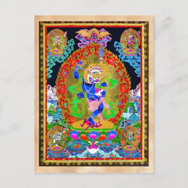 Simhavaktra Dakini, coole Thangka Postkarte (Vorderseite)