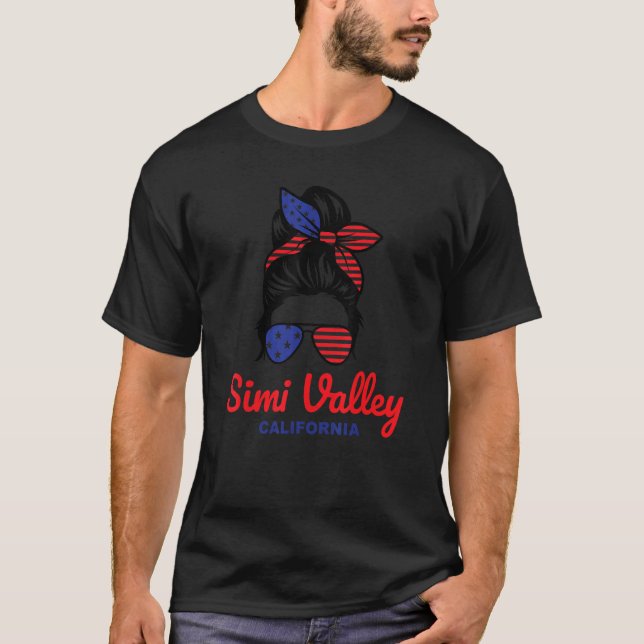 Simi Valley California Retro Messy Bun T-Shirt (Vorderseite)