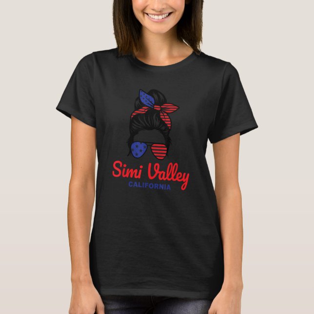 Simi Valley Kalifornien Retro-Unordentlicher Dutt T-Shirt (Vorderseite)
