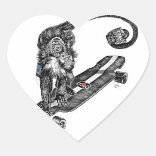 Simian Selfie Art Herz-Aufkleber