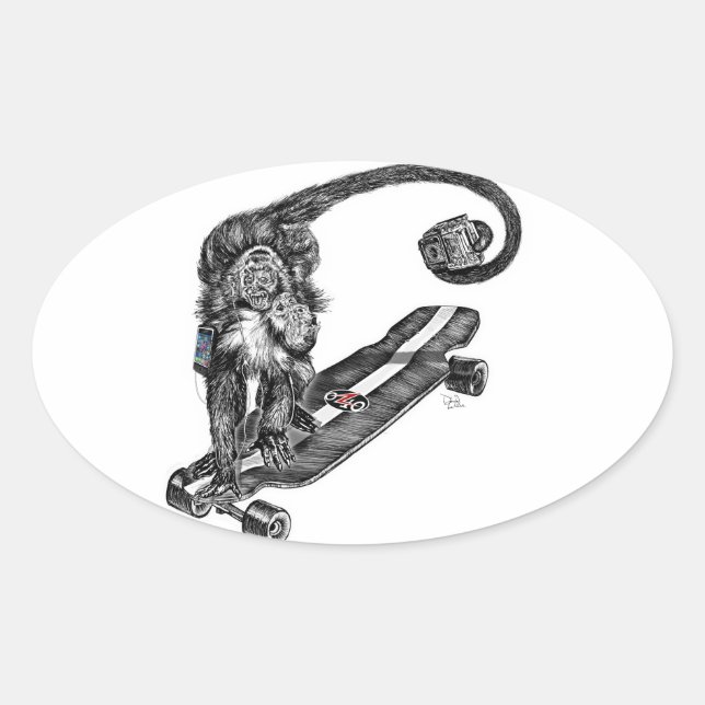 Simian Selfie Art Ovaler Aufkleber (Vorderseite)