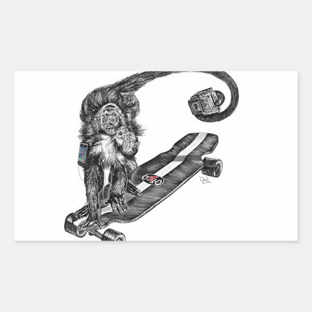 Simian Selfie Art Rechteckiger Aufkleber (Vorderseite)