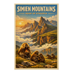 Simien-Berge, Äthiopien, in klassischem Retro-Stil Poster