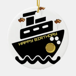 Simmi Mode Schwarz-Weiß-Dorado-Schiff Keramik Ornament