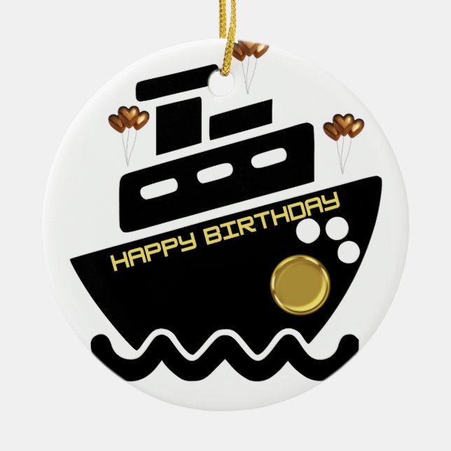 Simmi Mode Schwarz-Weiß-Dorado-Schiff Keramik Ornament (Vorne)