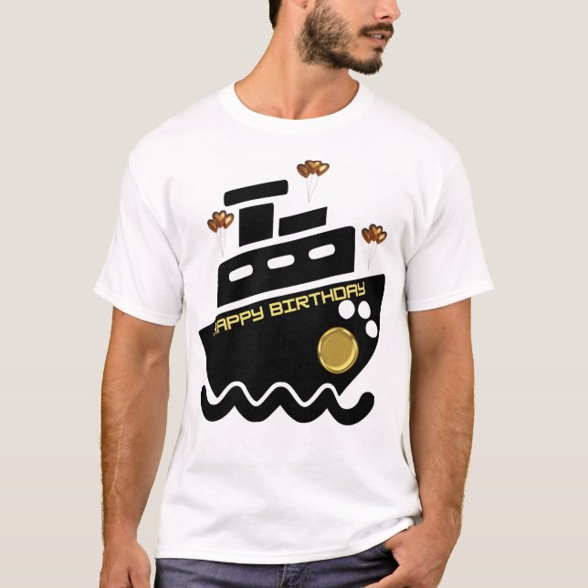 Simmi Mode Schwarz-Weiß-Dorado-Schiff T-Shirt (Vorderseite)
