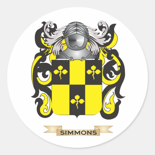 Simmons Coat of Arms (Familienwappen) Runder Aufkleber (Vorderseite)
