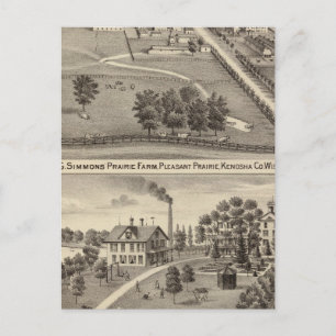 Simmon's Prairie Farm, Kenosha Water Cure Postkarte