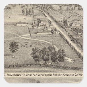 Simmon's Prairie Farm, Kenosha Water Cure Quadratischer Aufkleber