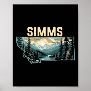 Simms Montana Outdoor Art Retro Wandern Poster
