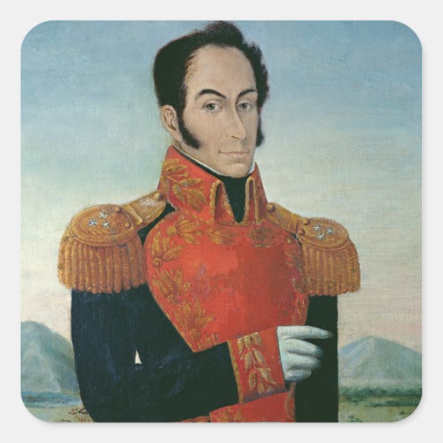 Simon Bolivar Quadratischer Aufkleber (Vorderseite)