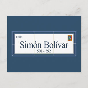 Simon Bolivar, Straßenschild, Sucre, Bolivien Postkarte