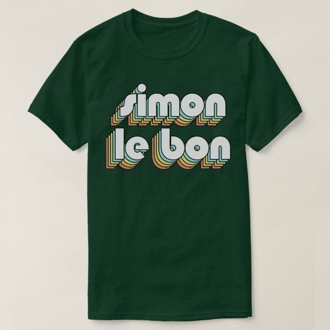 Simon Le Bon Retro Rainbow Typografie Faded Style T-Shirt (Design vorne)