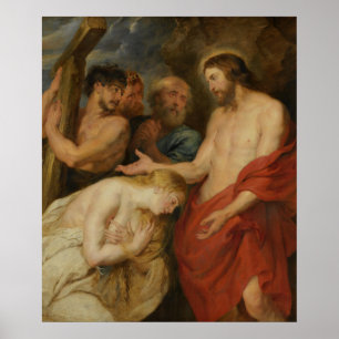 Simon von Cyren, der das Kreuz trägt Poster