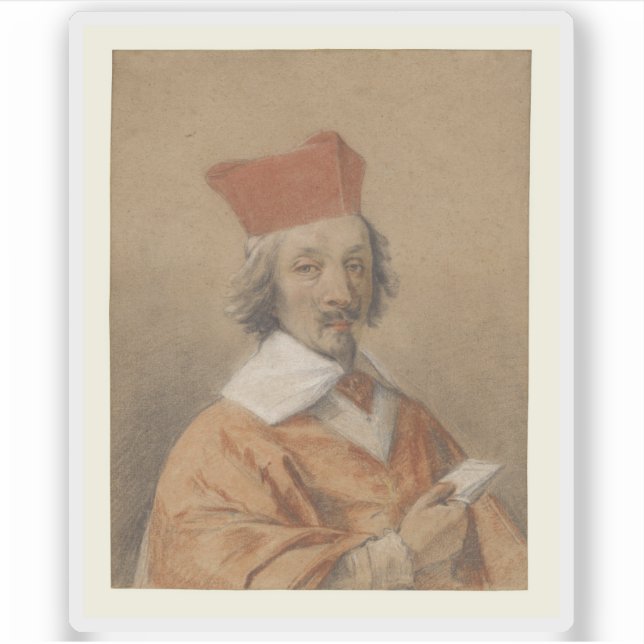 Simon Vouet - Portrait von Armand-Jean du Plessis Aufkleber (Vorderseite)
