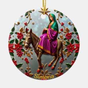SIMONA ~ Mary on Donkey ~ Keramik Ornament