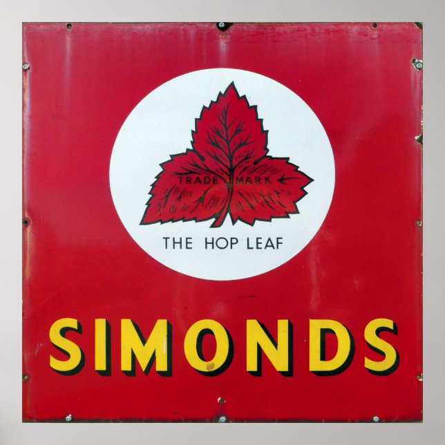 Simonds Beer, Vintages Emailschild. Poster (Vorne)