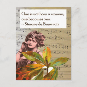 Simone de Beauvoir Quote Collage Postcard Postkarte