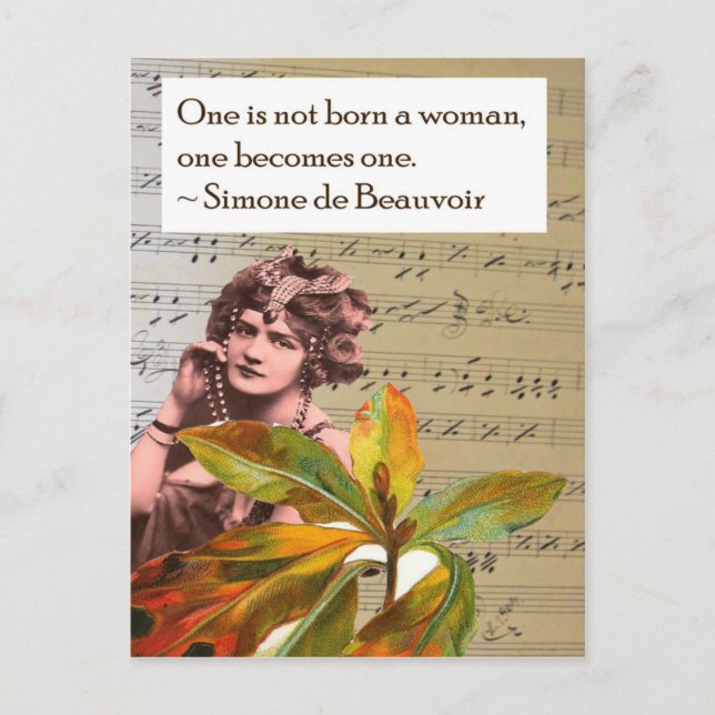 Simone de Beauvoir Quote Collage Postcard Postkarte (Vorderseite)
