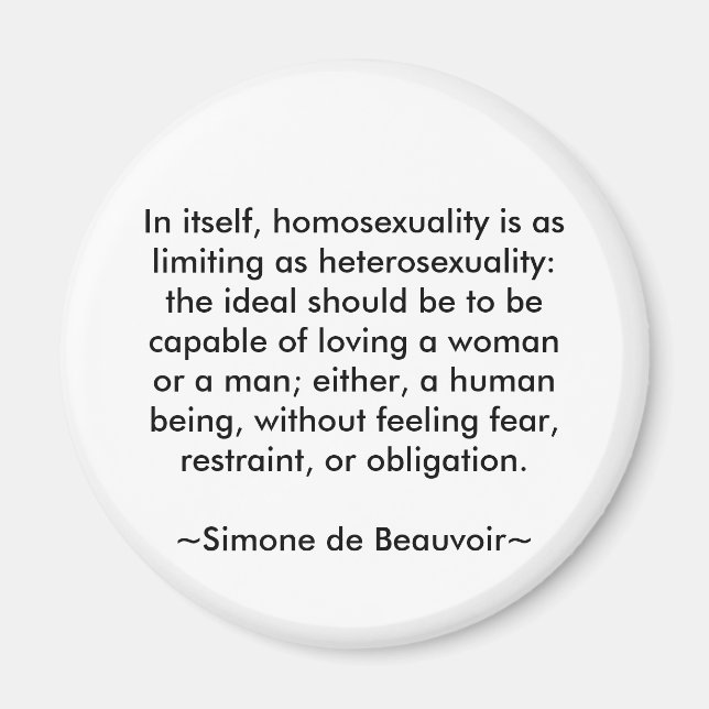 Simone de Beauvoir Zitat Magnet (Vorne)