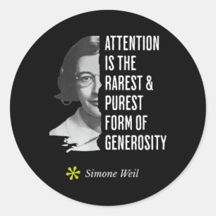 Simone Weil Zitat Inspirierende Weisheit Geburtsta Runder Aufkleber