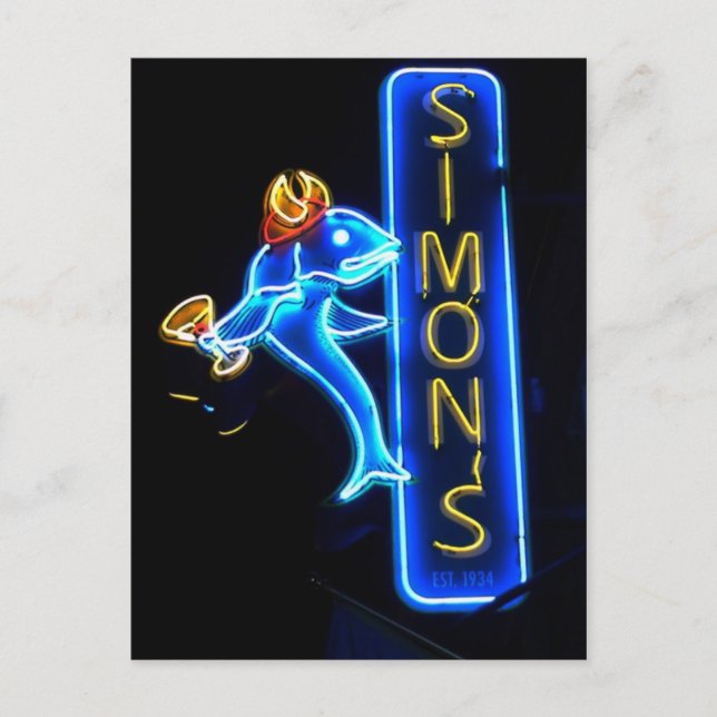 Simons Gorgeous Neon Sign Post Card Postkarte (Vorderseite)