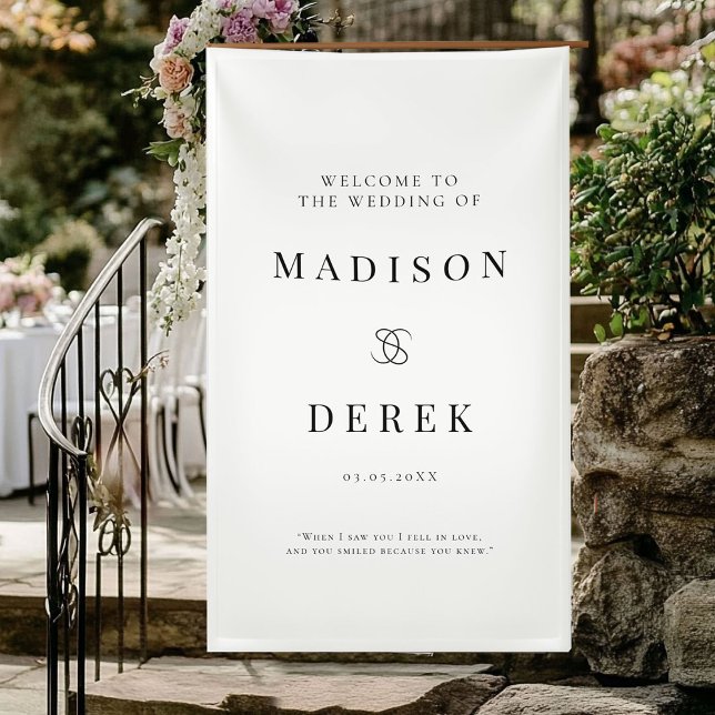 Simpel Elegant Wedding WELCOME Banner (Simpel Elegant Wedding WELCOME Banner with your name, date & quate.)