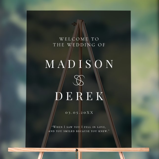 Simpel Elegant Wedding WELCOME Black Acrylschild (Neutral)