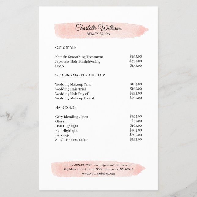 Simpel Watercolor Pink Flyer (Vorne)