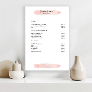 Simpel Watercolor Pink Preislisten Poster