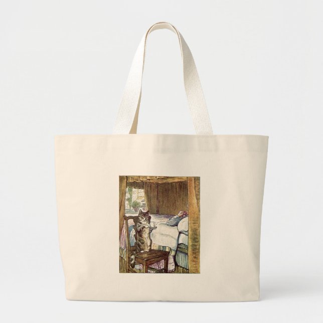 Simpkin the Cat serves Tee - Beatrix Potter Jumbo Stoffbeutel (Vorne)