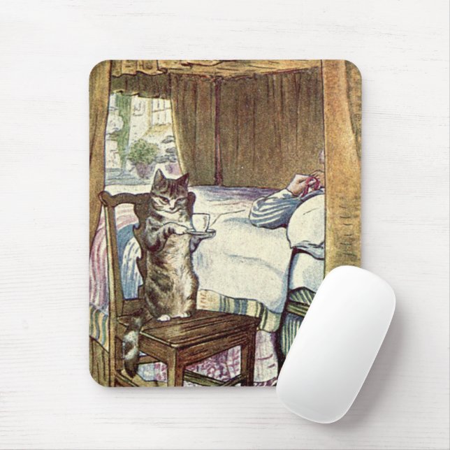 Simpkin the Cat serves Tee - Beatrix Potter Mousepad (Mit Mouse)